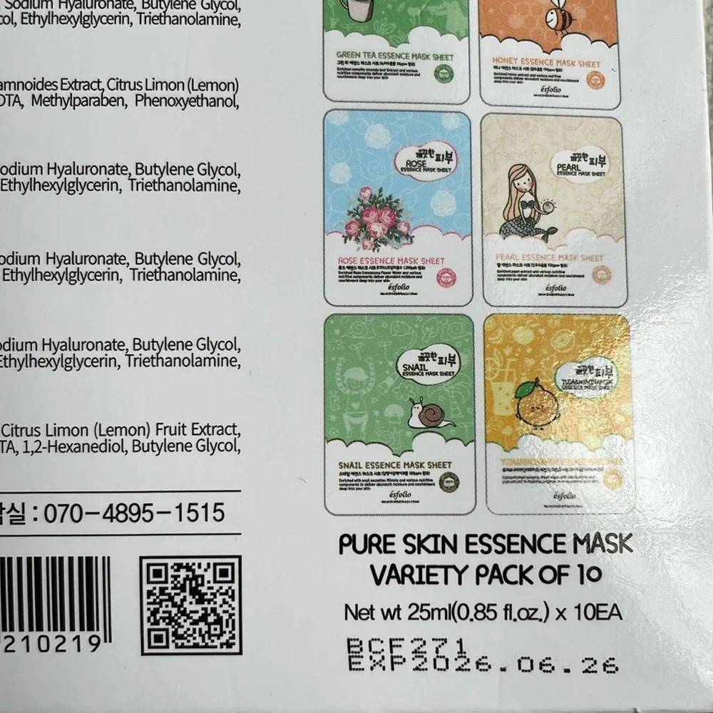 Esfolio k beauty pure skin variety pack of 10 essence sheet masks for face